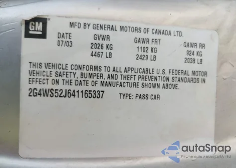 2004 Buick Century из США, поврежденный, VIN 2G4WS52J641165337